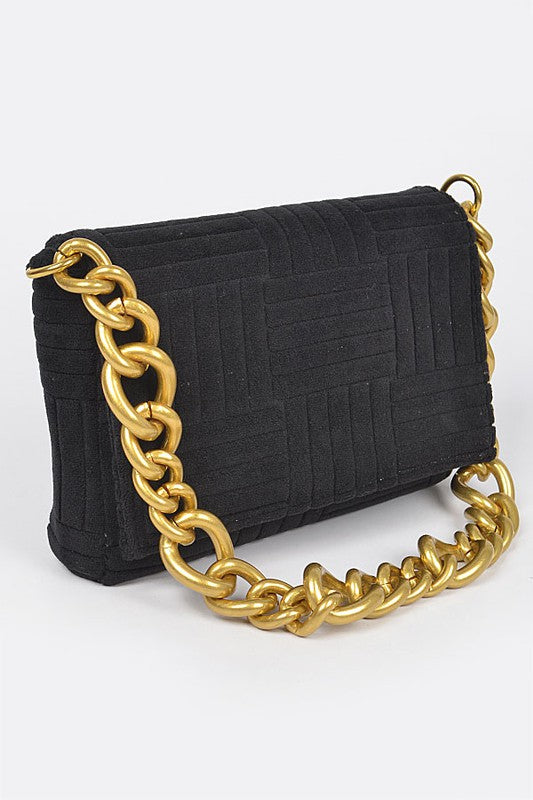 Elsa Micro Suede Chain Clutch