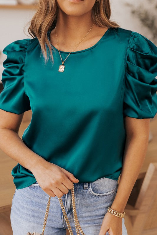 Audrey Ruched Sleeve Blouse