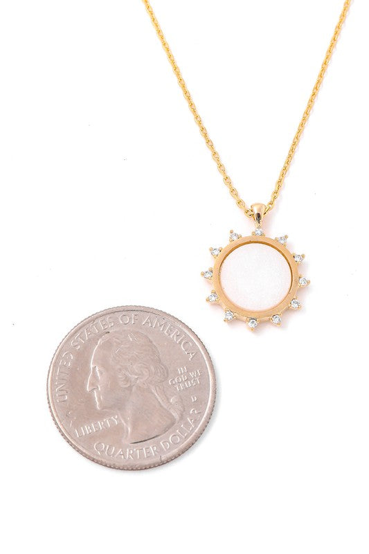 Rose Rhinestone Ray Pendant Necklace