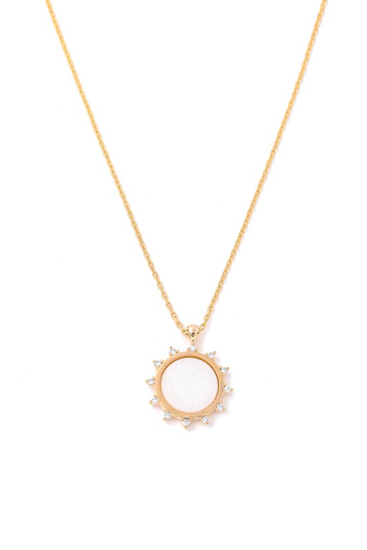 Rose Rhinestone Ray Pendant Necklace